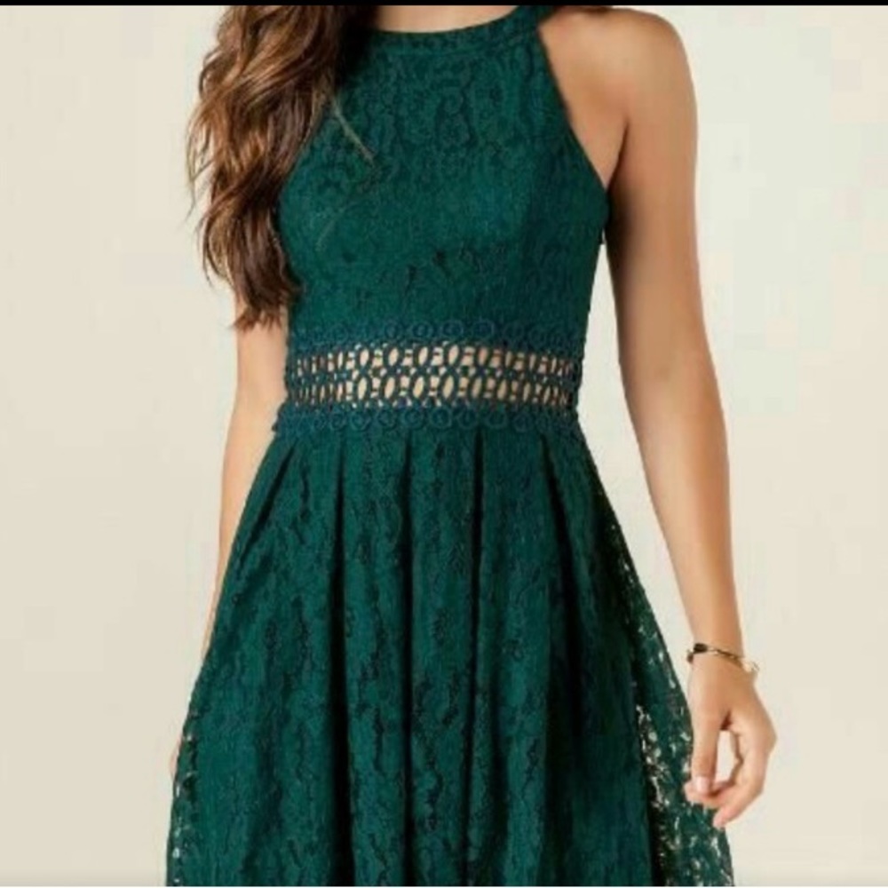 Francesca’s Green Lace Cut out Party Dress